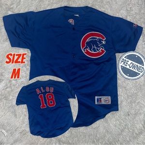 Russell Athletic MLB Chicago Cubs Blue Jersey ALOU #18 Men’s Size M Vintage